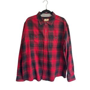 Woolrich Shirt Men's XL Red Black Plaid Flannel Button Up Cotton Outdoors